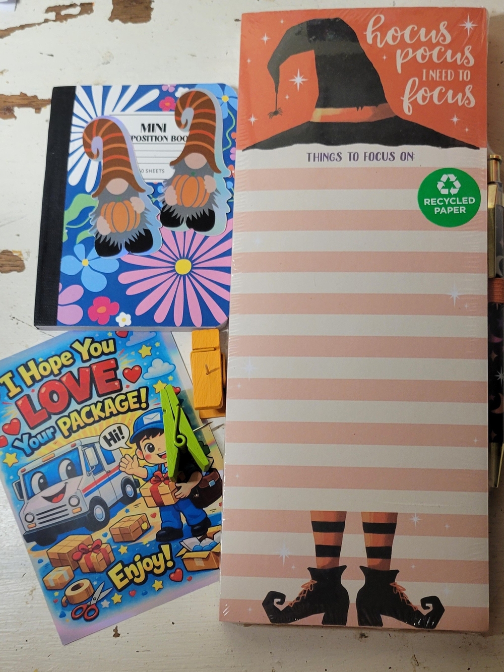 Hocus Pocus Pink Striped Magnetic Notepad Bundle